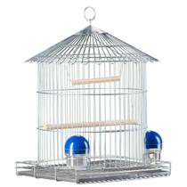 Gaiola Pássaros Mini Redonda Luxo Prata P017A - Gaiolas Londrina