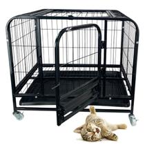 Gaiola Pet Cao Cachorro Gato Canil Transporte Rodinhas Animal de Estimaçao Pet Shop Bandeja Removivel Resistente