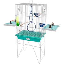 Gaiola Viveiro Calopsita Mansa com bandejas laterais Completa Com Acessórios Pássaros Mansos Teto pl