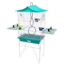 Gaiola Viveiro Calopsita Mansa com bandejas laterais Completa Com Acessórios Pássaros Mansos Teto pl