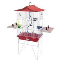 Gaiola Viveiro Calopsita Mansa com bandejas laterais Completa Com Acessórios Pássaros Mansos Teto pl