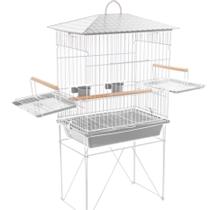 Gaiola Viveiro Calopsita Mansa com bandejas laterais Completa Com Acessórios Pássaros Mansos Teto pl