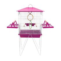 Gaiola Viveiro Calopsita Mansa com bandejas laterais Completa Com Acessórios Pássaros Mansos Teto pl