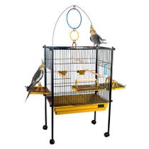 Gaiola Viveiro Para Aves Calopsita Triplex Cor Preto e Amarelo Jel Plast Pet Piu