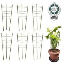 Gaiolas de suporte para plantas Garmeinea, pacote com 6, 45 cm com anéis ajustáveis