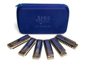 Gaita de boca kit super 20 com 6 gaitas hering case luxo Gaita de boca kit super 20 com 6 gaitas hering case luxo