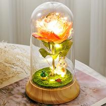 Galaxy Rose preservado com luz LED em cúpula para mamãe