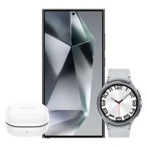 Galaxy S24 Ultra 512GB - Preto + Galaxy Watch6 Classic LTE 47mm - Prata + Galaxy Buds FE - Grafite