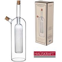 Galheta de vidro borossilicato 2 em 1 com tampa rolha cortica due in uno hauskraft premium 140/600ml