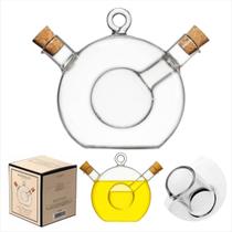 Galheteiro 2 em 1 em Vidro Porta Vinagre 180ml e 450ml Com Rolha