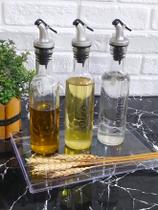 Galheteiro 250ml, Azeite, Vinagre, Óleo e Shoyu com Bandeja Acrílico 25x17x2