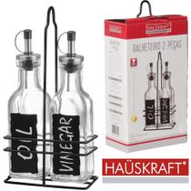 Galheteiro 2pçs 200ml em Vidro/Plástico e Suporte em Metal Preto - Hauskraft Galheteiro 2pçs 200ml em Vidro/Plástico e Suporte em Metal Preto - Hauskraft