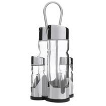 Galheteiro 4 peças Vidro Porta Azeite Vinagre Sal Pimenta Galheteiro 4 peças Vidro Porta Azeite Vinagre Sal Pimenta