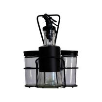 Galheteiro De Vidro 200ml Com Suporte 5 Peças Galheteiro De Vidro 200ml Com Suporte 5 Peças