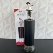 Galheteiro de vidro preto para azeite ou vinagre 500ml - azeiteiro / vinagreiro com bico dosador