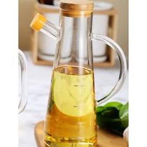 Galheteiro de Vinagre/Azeite com Tampa de Bambu e Bico Dosador Jarra de Vidro 500ml