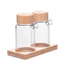 Galheteiro Duplo Vidro e Bambu Wolff (170 ml)