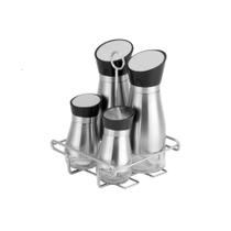 Galheteiro em aço inox com suporte Uny Gift 4 peças Galheteiro em aço inox com suporte Uny Gift 4 peças