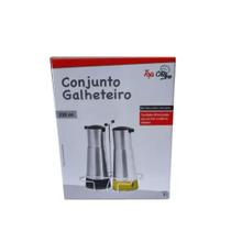 Galheteiro em inox kit completo com suporte porta azeite vinagre condimmentos luxo premium