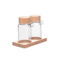 Galheteiro Em Vidro Borossilicato Com Tampa E Suporte Em Bambu 170ml Wolff
