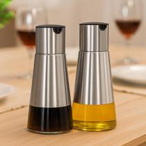 Galheteiro Inox e Vidro Porta Azeite e Vinagre Com Dosador Galheteiro Inox e Vidro Porta Azeite e Vinagre Com Dosador