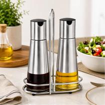 Galheteiro Inox Vidro 230ml com Suporte 3 Peças