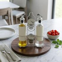 Galheteiro Malone C/ Suporte Azeite Vinagre Sal Pimenta 4pcs