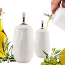 Galheteiro Porta Azeite Em Ceramica Branco 300ml Com Bico