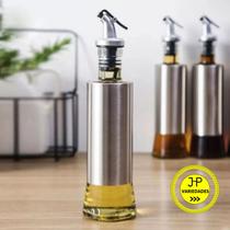 Galheteiro Porta Azeite Vinagre 300Ml Vidro Aço Inox Premium Dosador Luxo