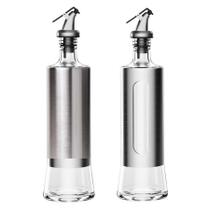 Galheteiro Porta Azeite Vinagre De Vidro Com Inox 300ml Galheteiro Porta Azeite Vinagre De Vidro Com Inox 300ml