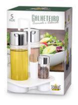 Galheteiro Porta Tempero De Mesa Azeite Vinagre Sal 4 Peças - Delta Util Galheteiro Porta Tempero De Mesa Azeite Vinagre Sal 4 Peças - Delta Util