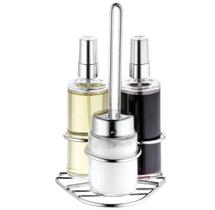 Galheteiro spray 4 peças óleo vinagre e sal forma inox 802225