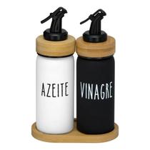 Galheteiro Vidro 220ml Base Bambu - Hauskraft