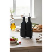 Galheteiro Vidro 300ml 2 Peças Preto c/ Dosador Precisão