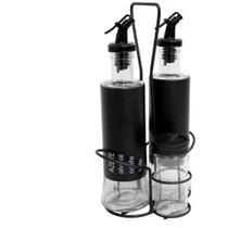 Galheteiro Vidro 4 Peças 300/85ml c/ Suporte Black