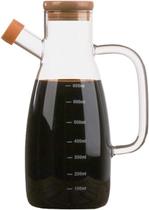 Galheteiro Vidro 650ml Bico P/ Azeite Vinagre Tampa De Bambu
