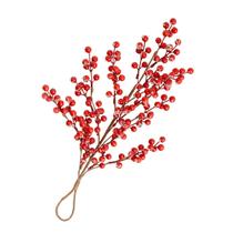 Galho Azevinho Frutas 48cm Vermelho Enfeite Natalino Luxo Árvore de Natal Artificial Ornamento Galho Azevinho Frutas 48cm Vermelho Enfeite Natalino Luxo Árvore de Natal Artificial Ornamento