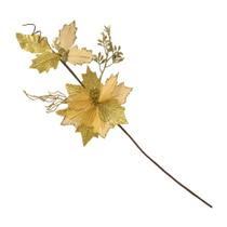 Galho com Flor Natalina Dourado 60cm Espressione Christmas