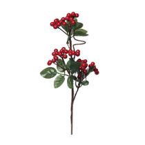Galho Curto Folhas Frutas Vermelhas 25cm - 01 unidade - Cromus Natal - Rizzo