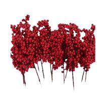 Galho De Azevinho Com Frutos Vermelhos Artificiais Para Decoração De Árvore De Natal, Festas E Casa,