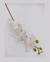 Galho de Orquídea Phalaenopsis Artificial Silicone Branca