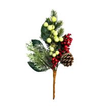 Galho Decoração Natal Com Berry E Pinha Tok Da Casa 30cm
