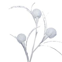 Galho Decorativo Branco Com Pom Pom 65cm Galho Decorativo Branco Com Pom Pom 65cm