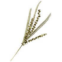 Galho decorativo folhas glitter dourado - TOK DA CASA