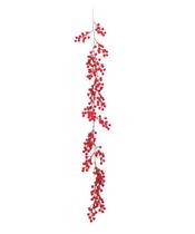 Galho Decorativo Luxo Longo Berry Vermelha Natalino - 1,10m