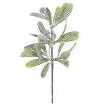 Galho Decorativo Natal Pick Folha Nevado Verde 24cm - TOK DA CASA