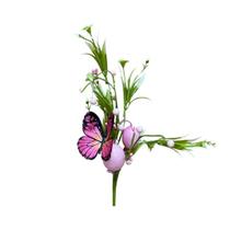 Galho Decorativo Páscoa Ovos e Borboleta Rosa - 35cm