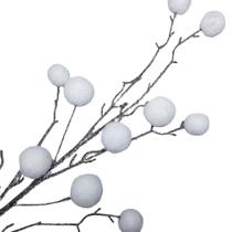 Galho Decorativo Pom Pom Branco 100cm 100cm