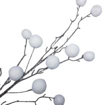 Galho Decorativo Pom Pom Branco 100cm