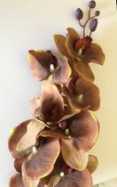 Galho flor artificial orquídea 8 flores em tecido 108cm